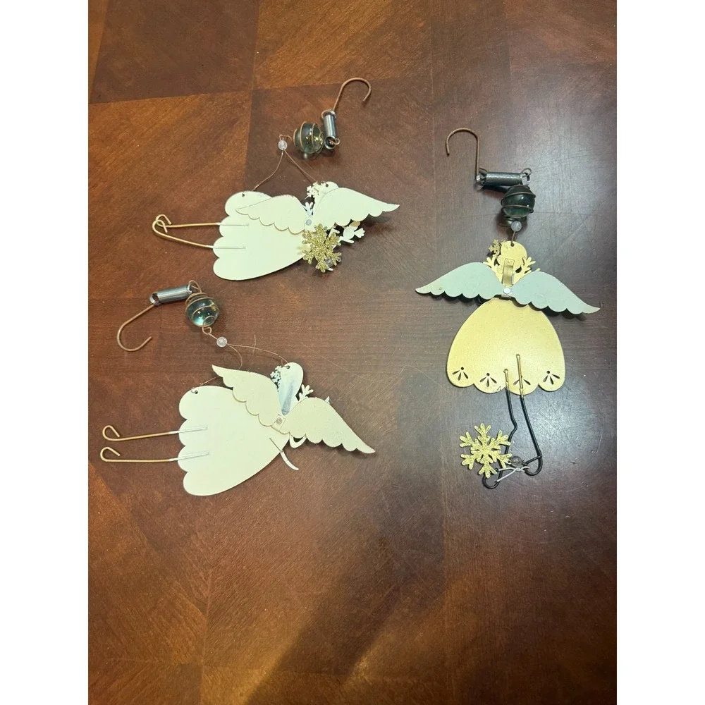 Set of 3 Metal‎ Christmas Angel Ornaments Believe in the Magic Holiday Decor